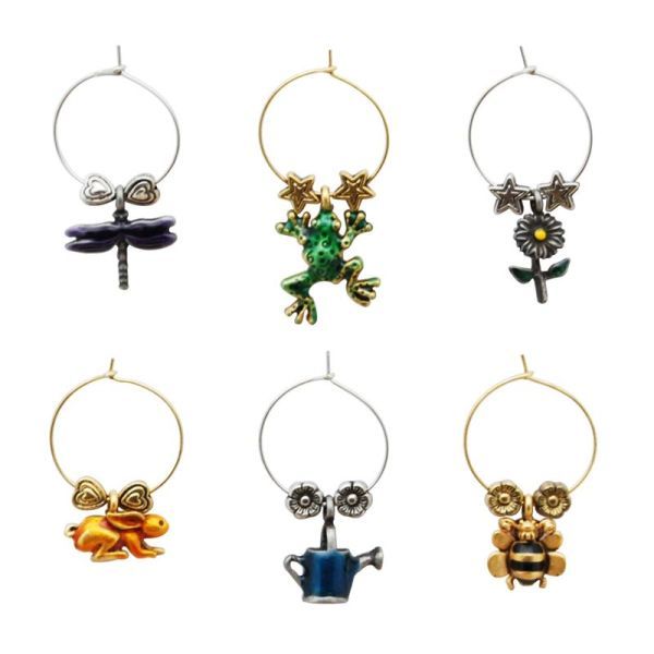 Buds and bugs garden wine charms