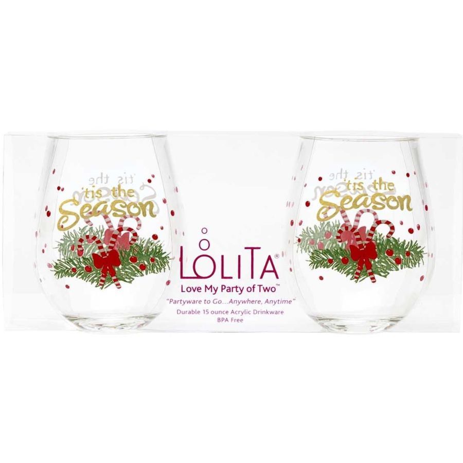 Tis the Season Holiday Acrylic Wine Glasses