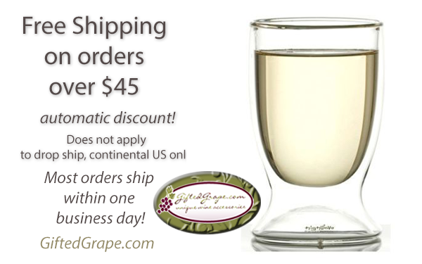 Free shipping on trendy wine accessories - orders $45 and over qualify for automatic free shipping!