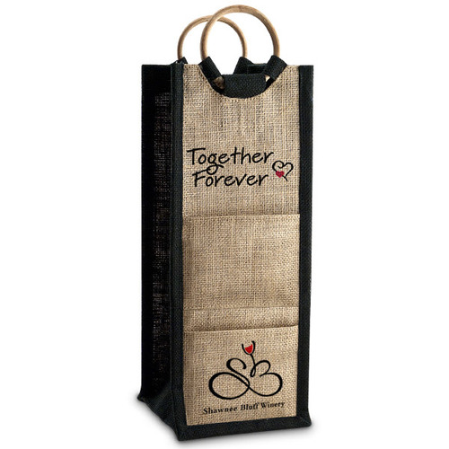 Together Forever Jute Bottle Bag with Coasters