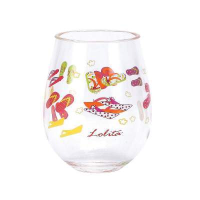 Stemless flip flop wine glass