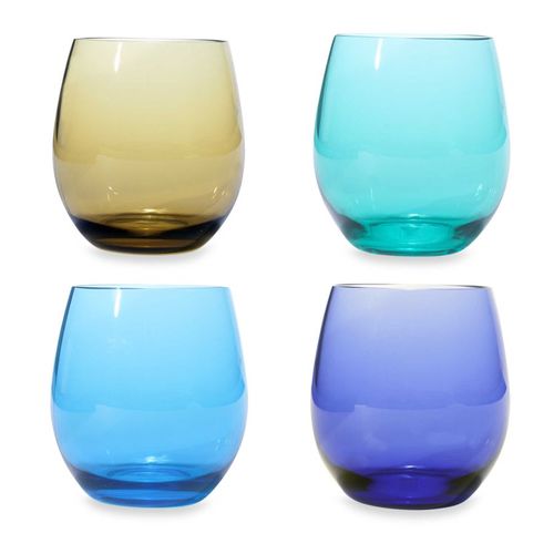 Stemless Wine Glass Set in Jeweltones
