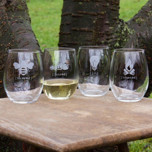 Tipsy Stemless Wine Glasses Set of 4