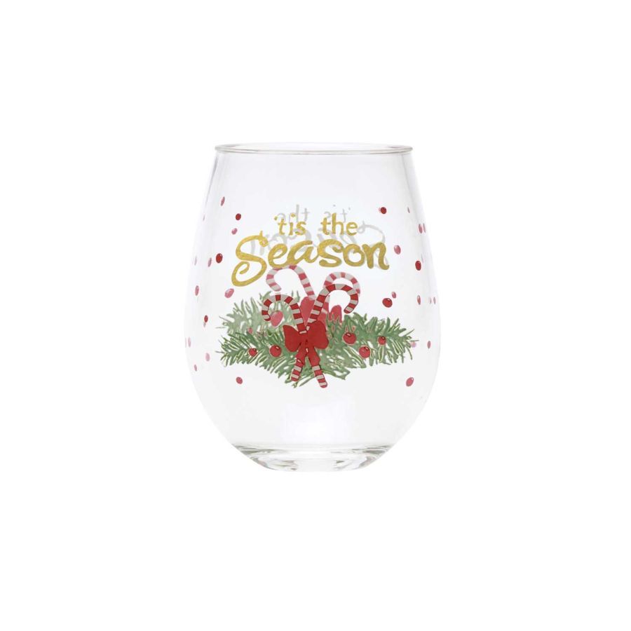 'Tis the Season Acrylic Stemless Wine Glass by Lolita