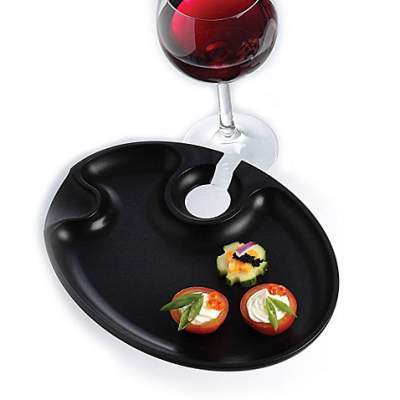 Appetizer plate with wine glass holder