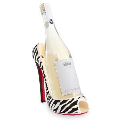 Zebra High Heel Wine Bottle Holder
